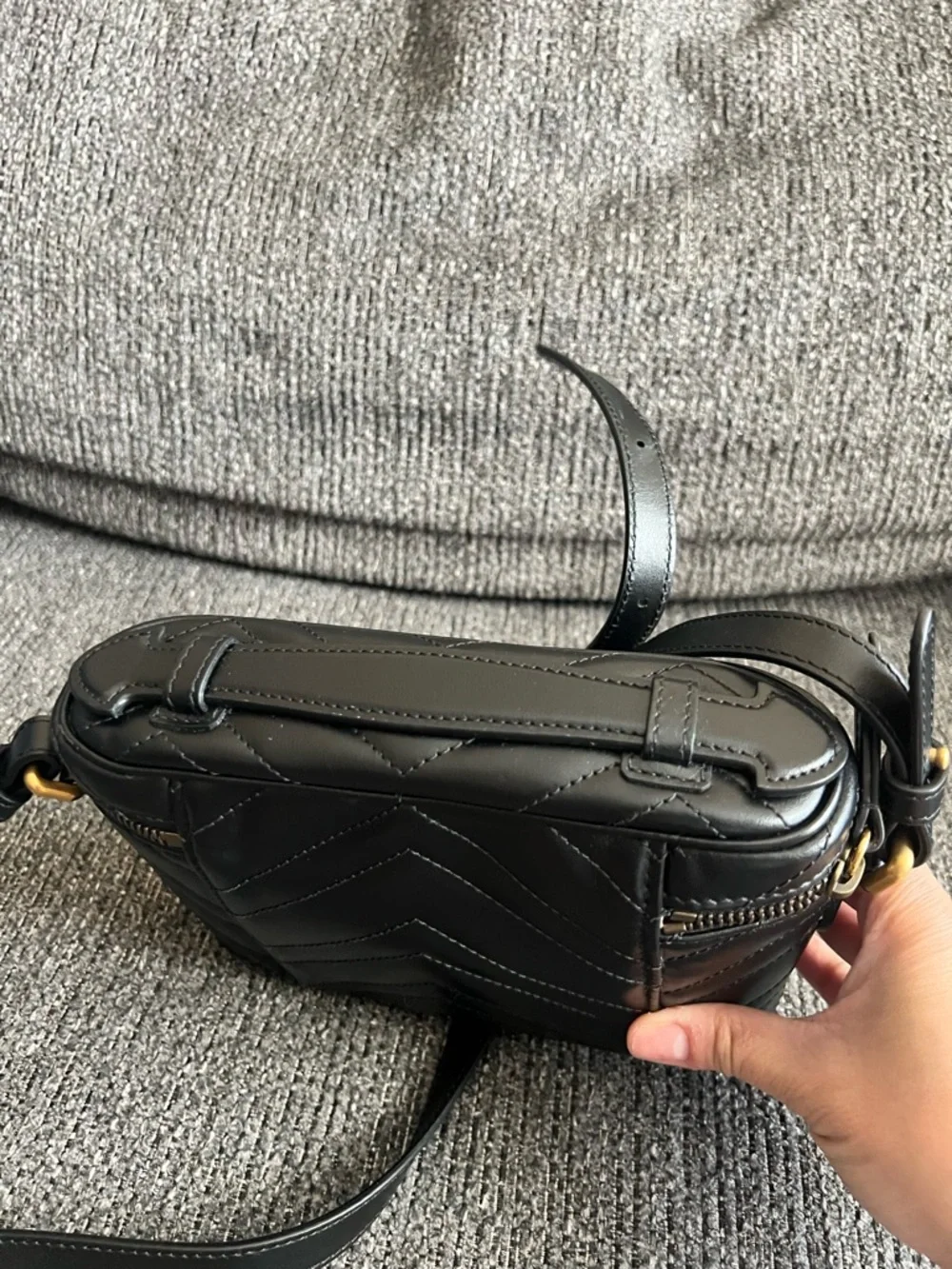 Gucci Black Quilted GG Marmont Camera Crossbody with Gold Hardware - Picture 3 of 9